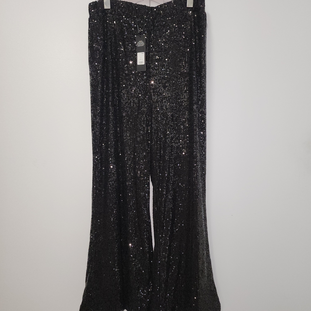 Black Sequin Pants Top SET